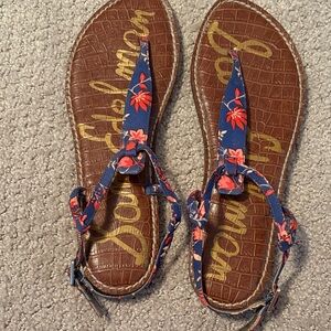 Sam Edelman Women's Blue and Red Floral Sandals